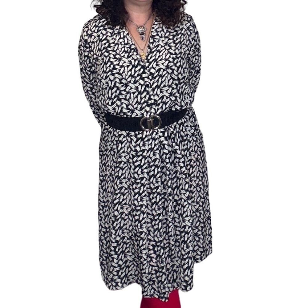 Philippe Marcel Vintage 80s Black & White Secretary Dress size 20 - Picture 5 of 7